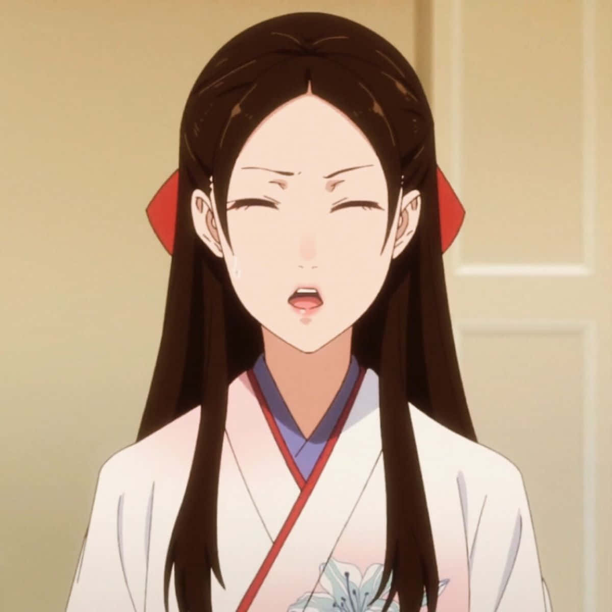 Yuriko Nishinotouin, white kimono, red accents, SD Desktop Wallpaper