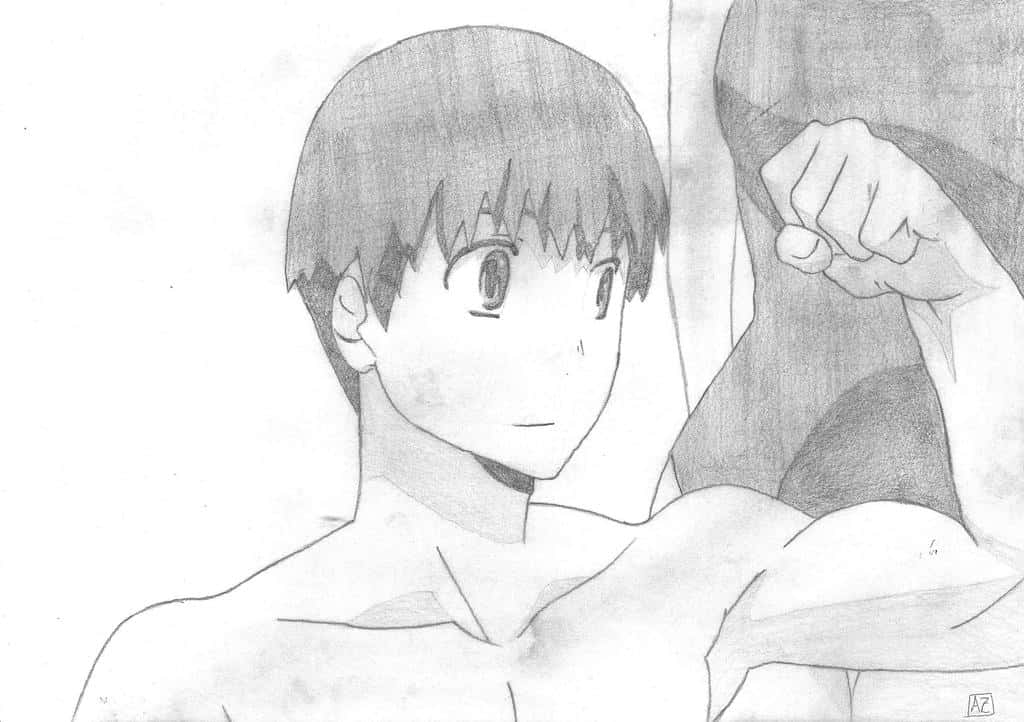 Yusaku Kitamura, pencil sketch, anime-style, SD Desktop Wallpaper