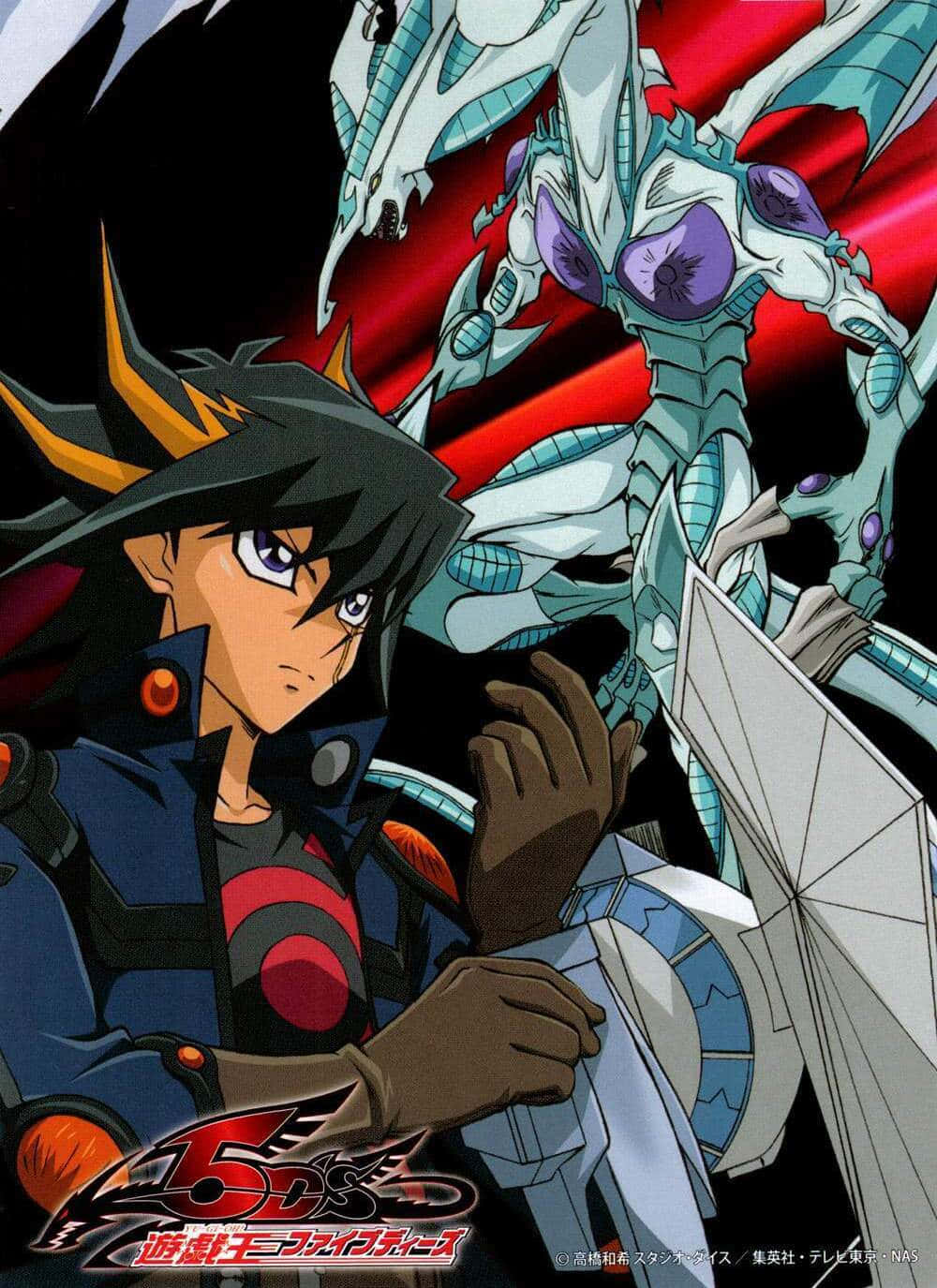 Yusei Fudo, dark blue gear, white dragon, HD Phone Wallpaper