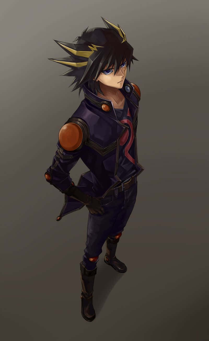 Yusei Fudo, spiky black and gold hair, blue eyes, HD Phone Wallpaper
