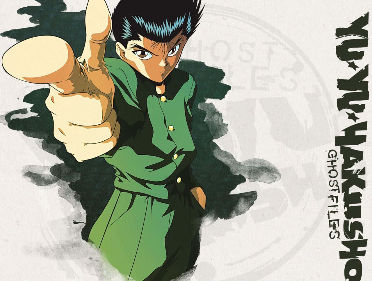 Yusuke Urameshi, green uniform, determined, SD Desktop Wallpaper