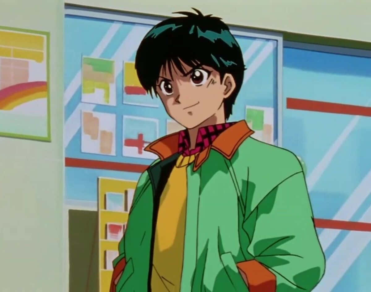 Yusuke Urameshi, anime portrait, dark hair, SD Desktop Wallpaper