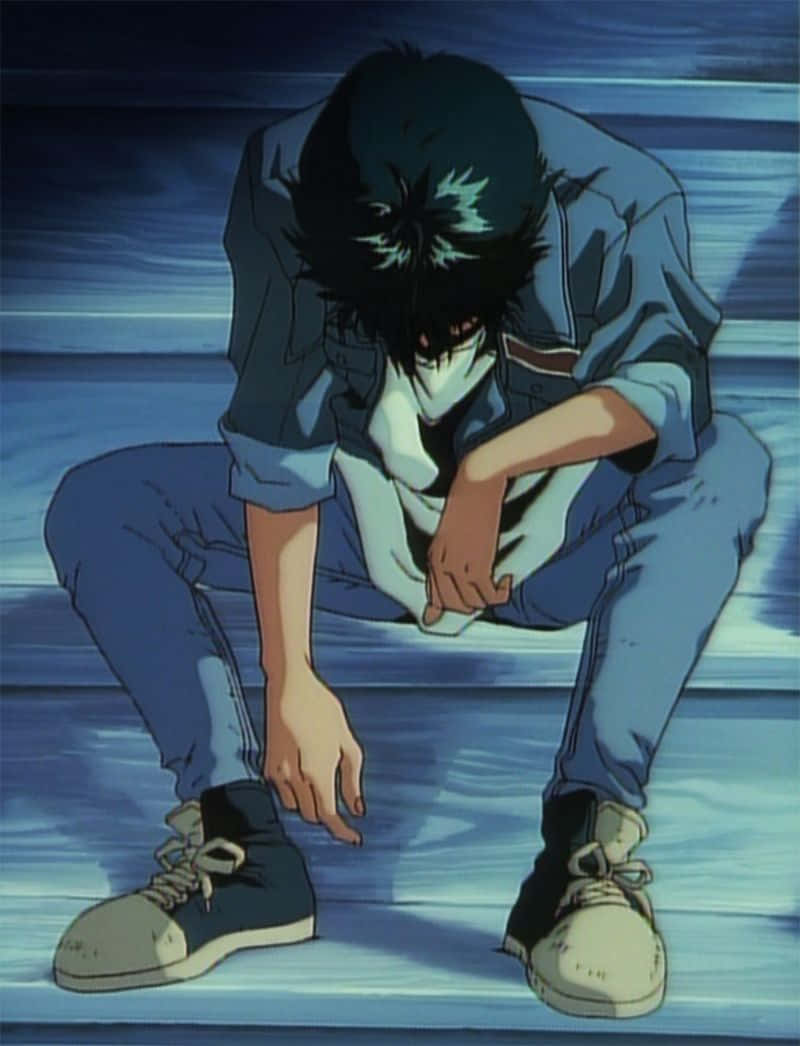Yusuke Urameshi, battle stance, blue steps, SD Phone Wallpaper