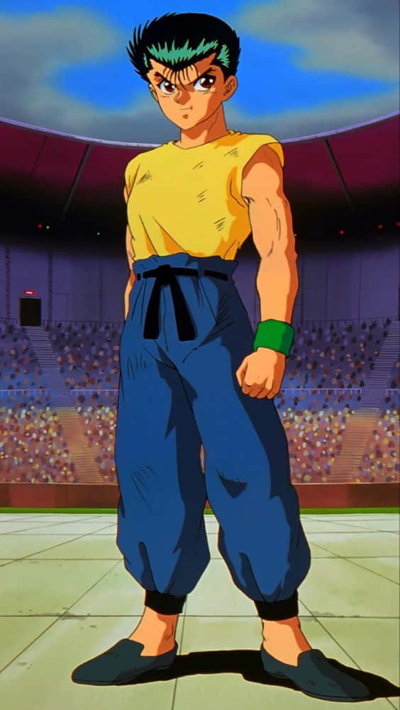 Yusuke Urameshi, battle mode, green-tipped hair, SD Phone Wallpaper