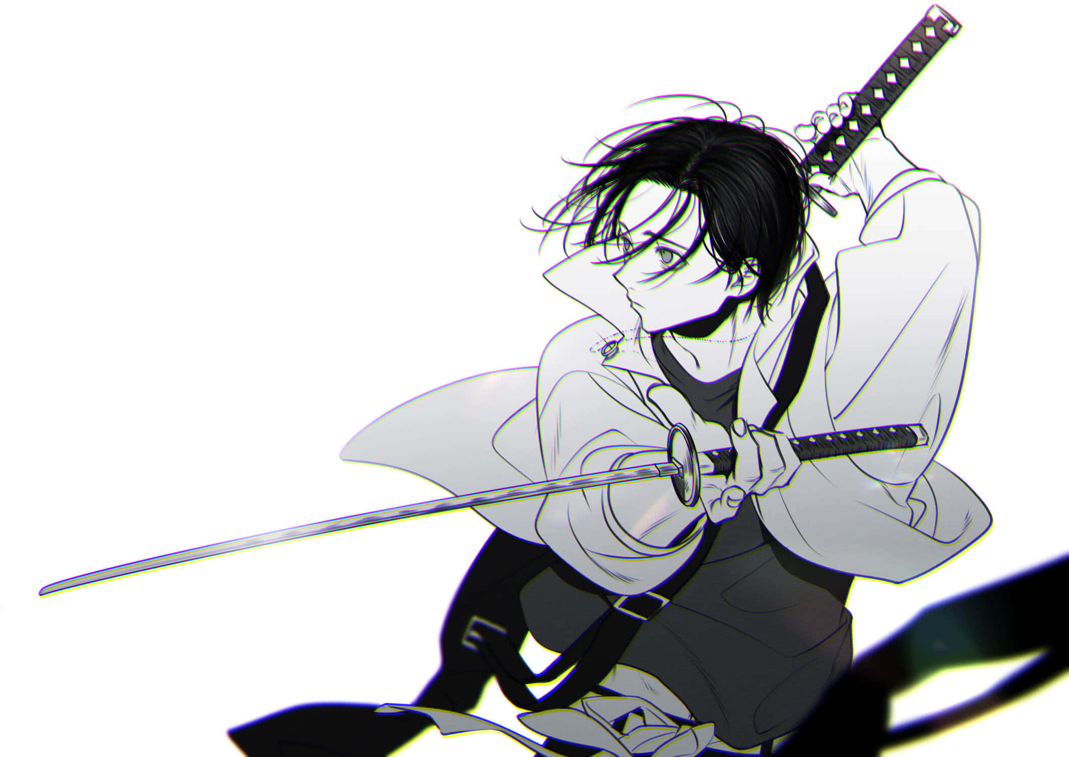 Yuta Okkotsu, katana, white robe, Full HD Desktop Wallpaper
