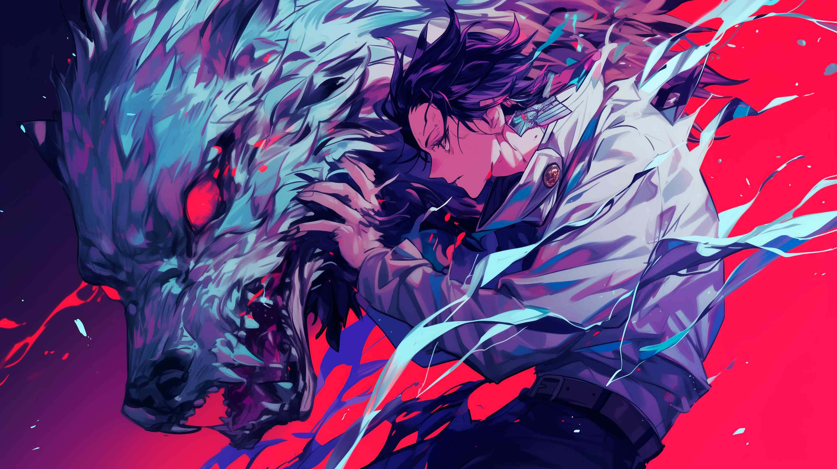 Yuta Okkotsu, cursed spirit, monstrous wolf, 2K Desktop Wallpaper
