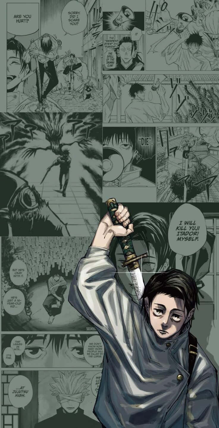 Yuta Okkotsu, manga panel, sword, HD Phone Wallpaper
