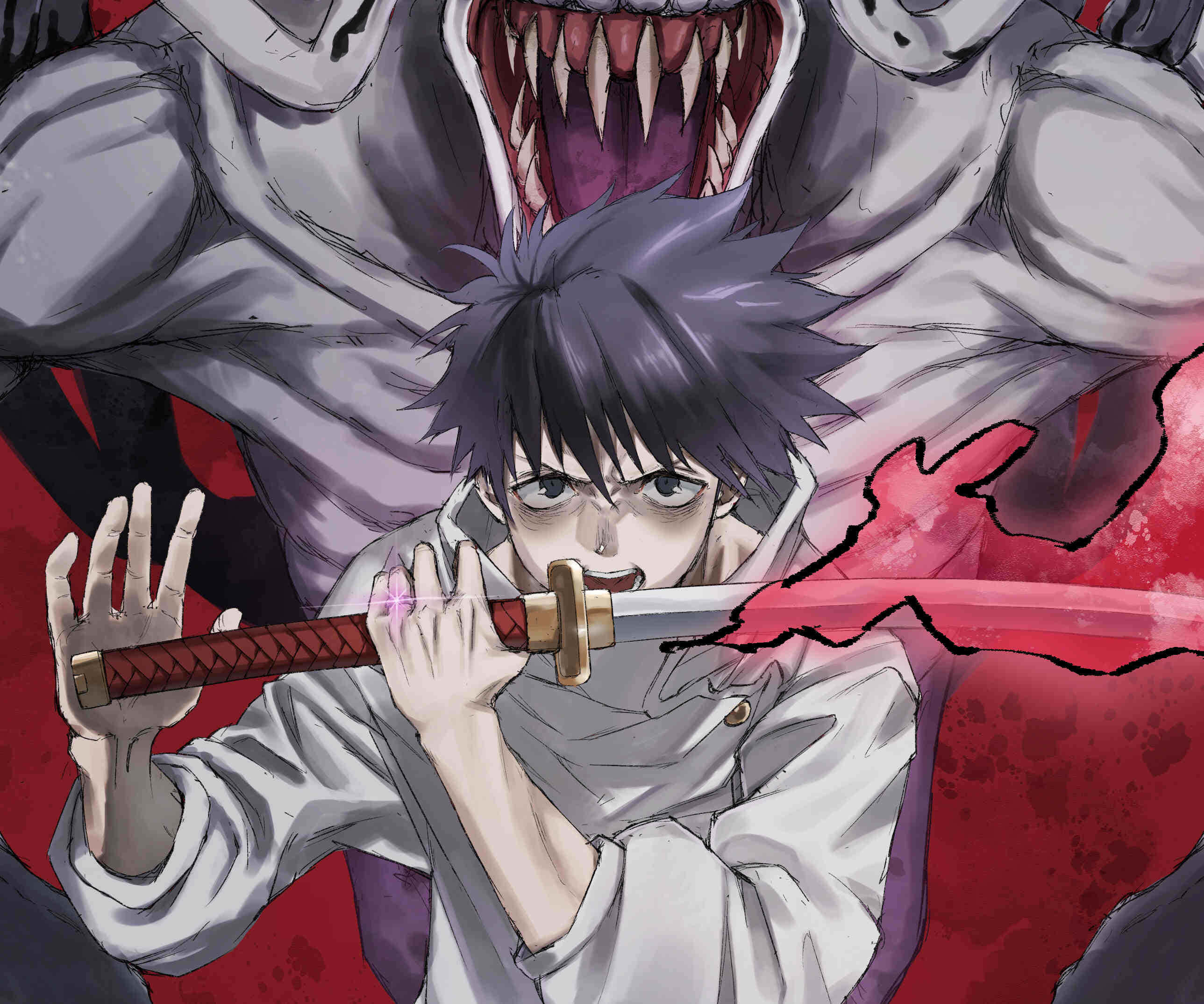 Yuta Okkotsu, sword standoff, anime artwork, 2K Desktop Wallpaper
