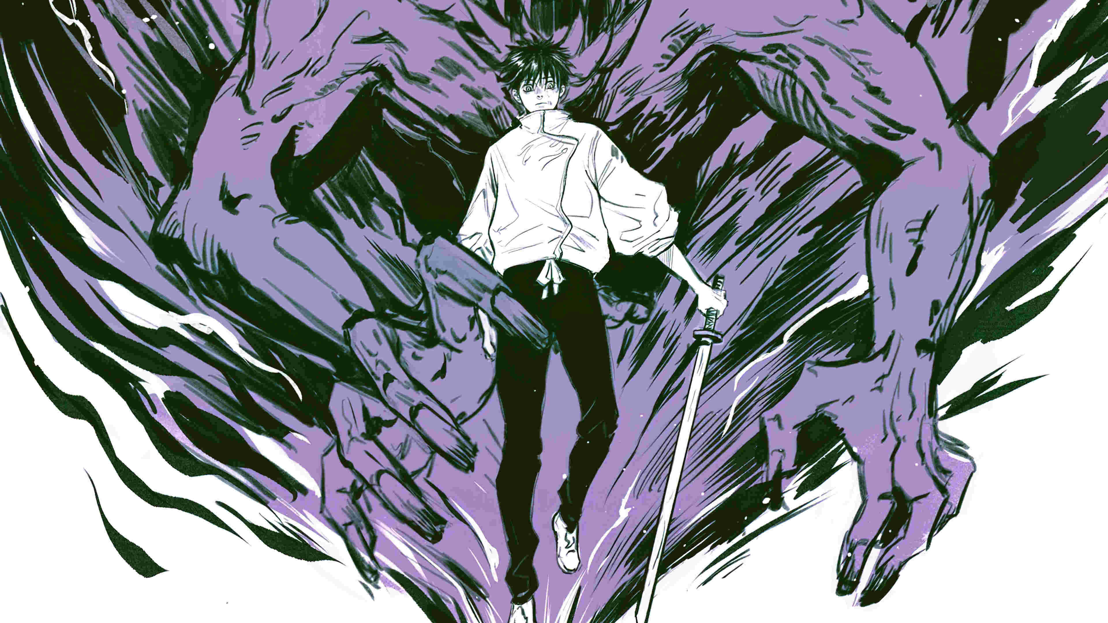 Yuta Okkotsu, power manifestation, purple demonic hands, 4K Desktop Wallpaper