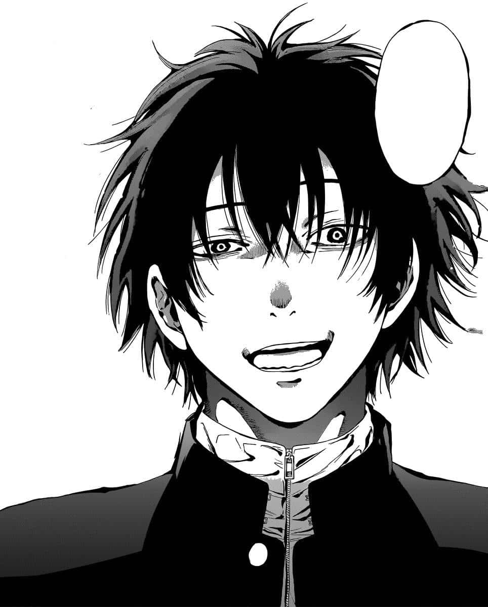Yuuichi Katagiri, manga-style, black and white, SD Phone Wallpaper