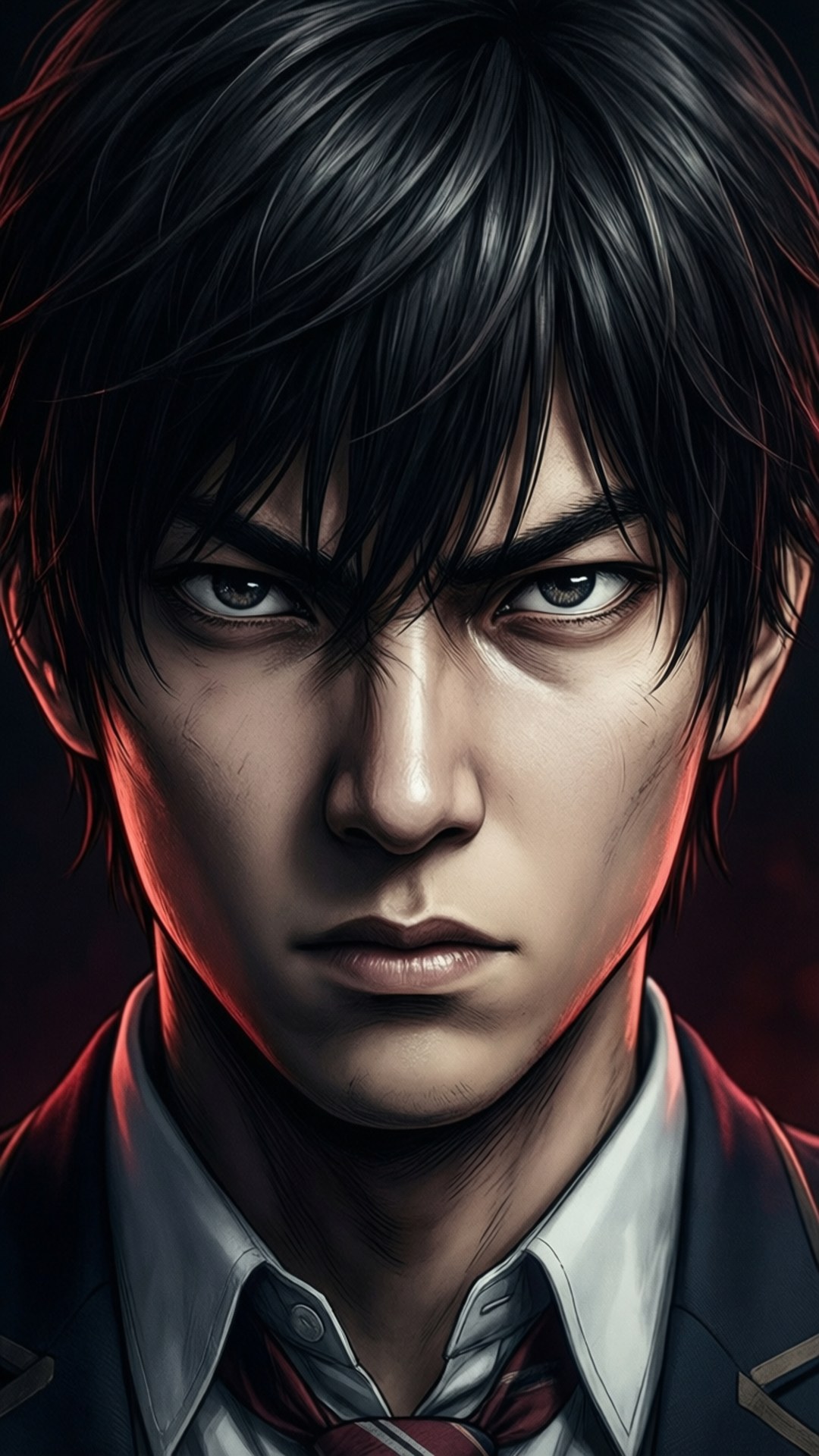 Yuuichi Katagiri, intense expression, dark red accents, Full HD Phone Wallpaper