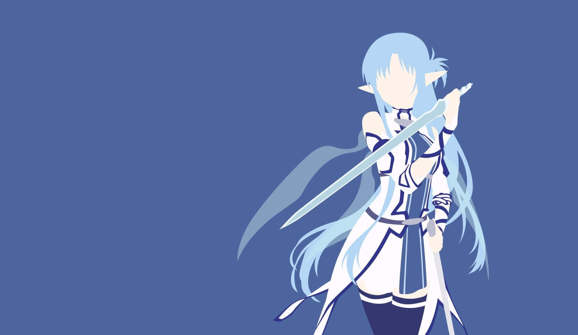 Yuuki Asuna, light blue hair, sword, HD Desktop Wallpaper