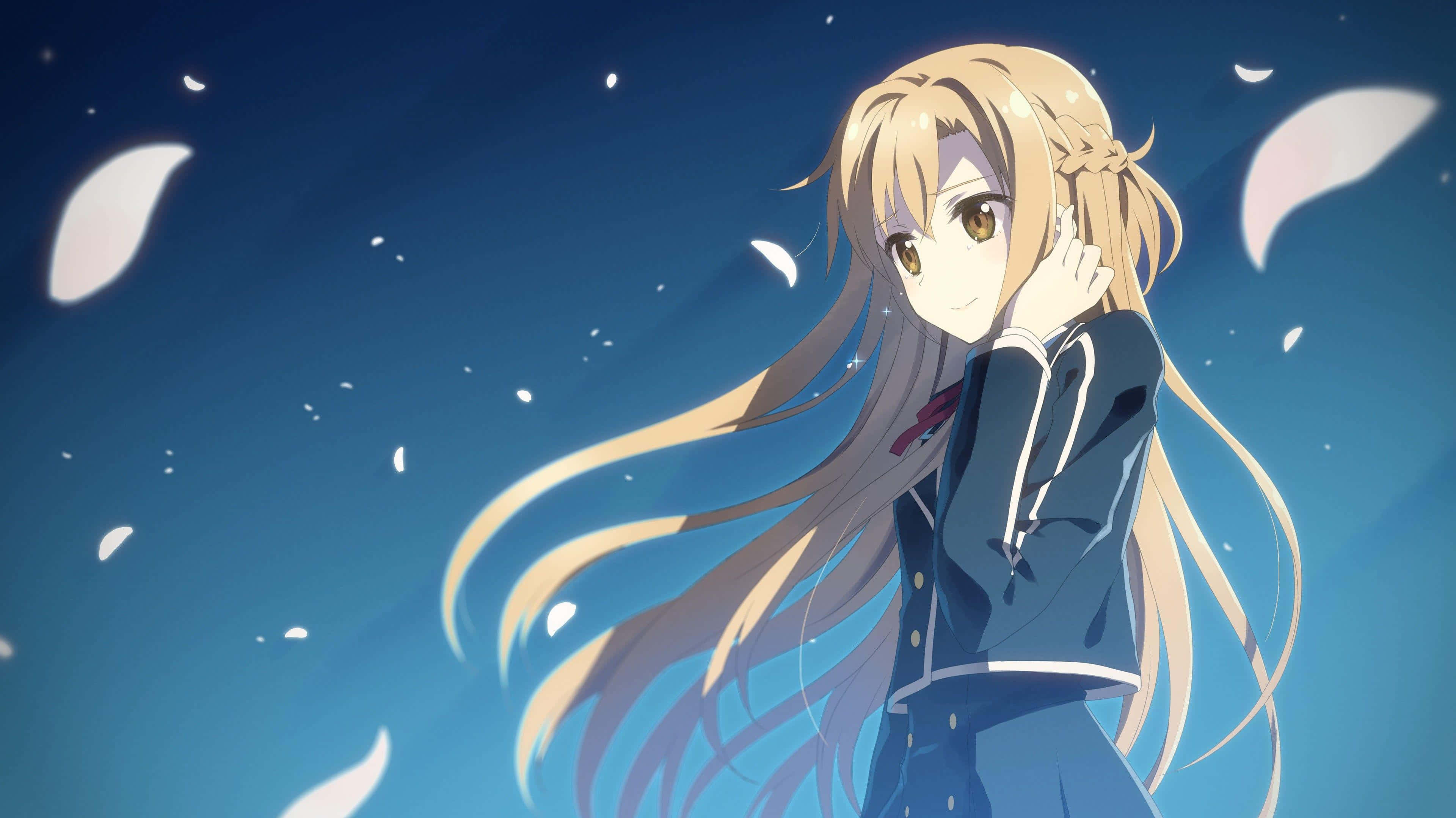 Yuuki Asuna, blonde anime girl, school uniform, 4K Desktop Wallpaper