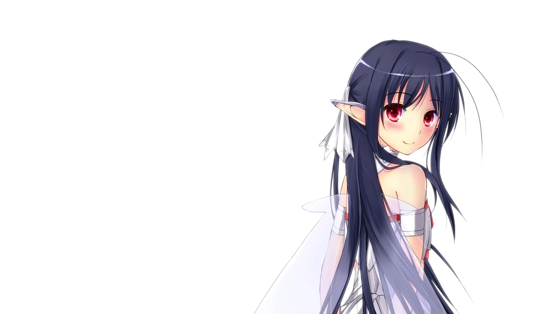 Yuuki Konno, long black hair, red eyes, Full HD Desktop Wallpaper