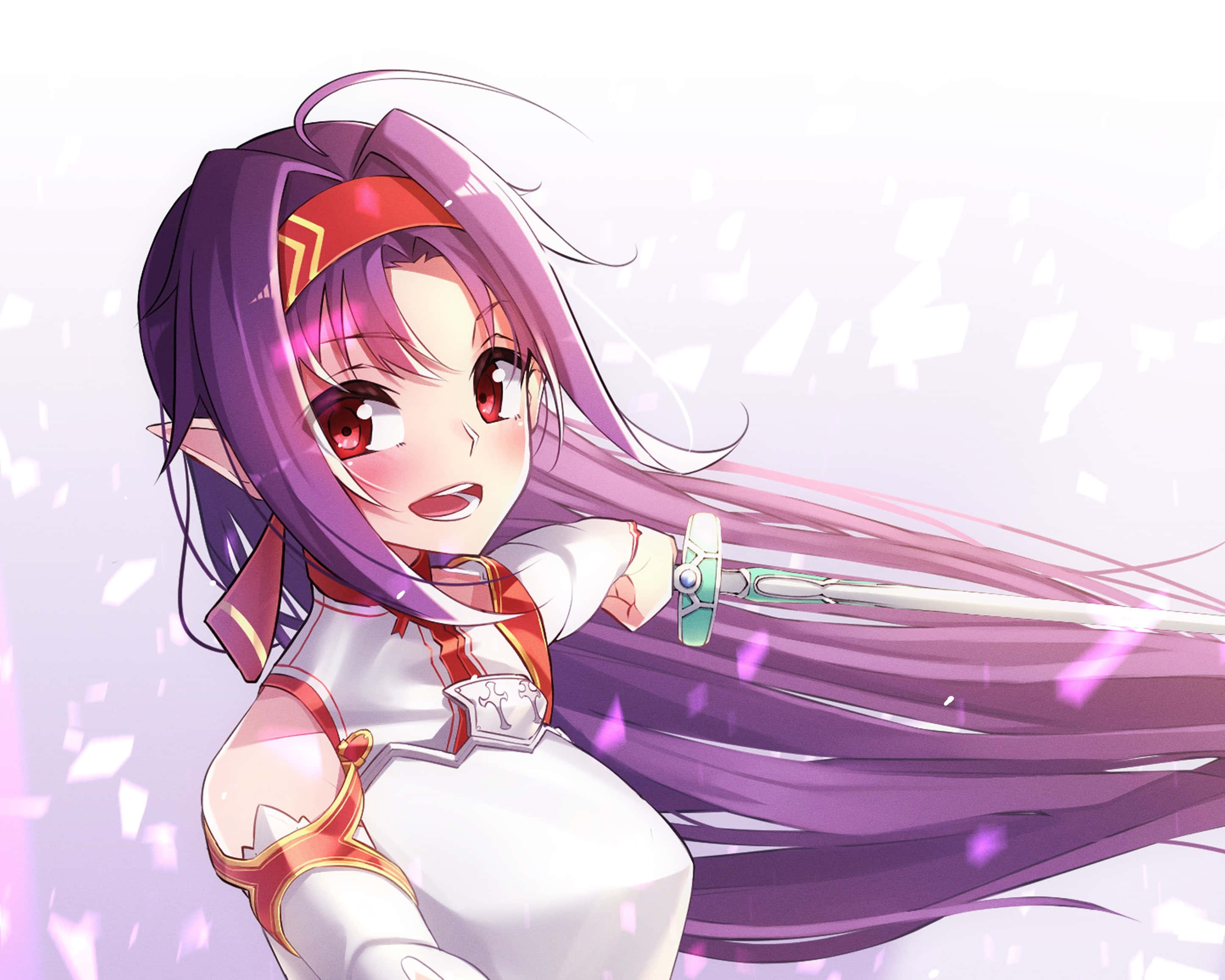 Yuuki Konno, purple hair, red eyes, 2K Desktop Wallpaper