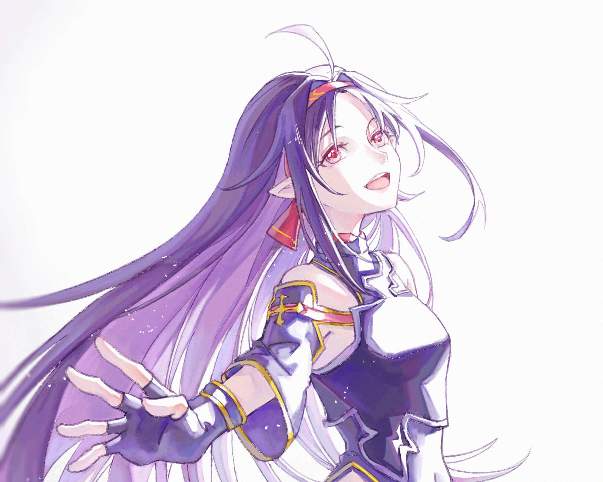 Yuuki Konno, long purple hair, red eyes, Full HD Desktop Wallpaper