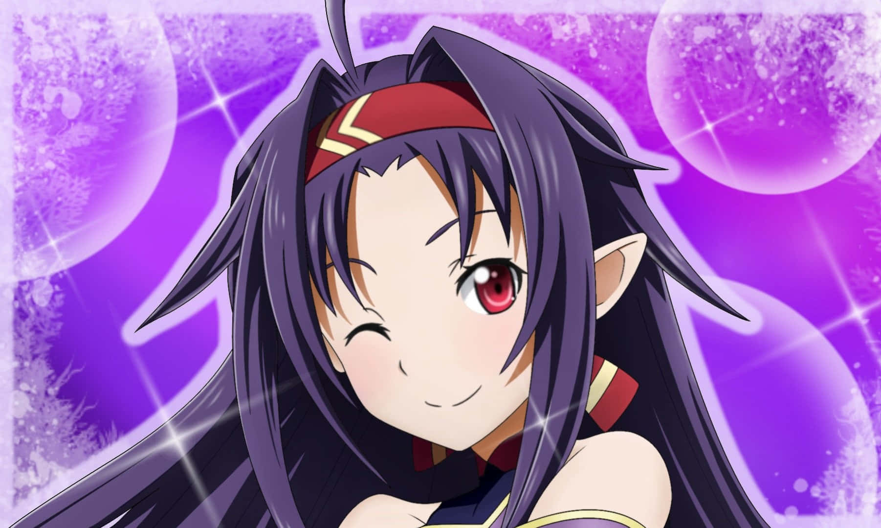 Yuuki Konno, purple hair, red eyes, HD Desktop Wallpaper