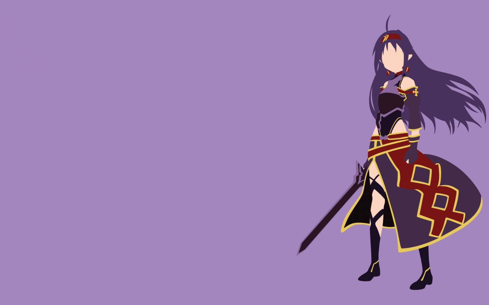 Yuuki Konno, long dark hair, sword, HD Desktop Wallpaper