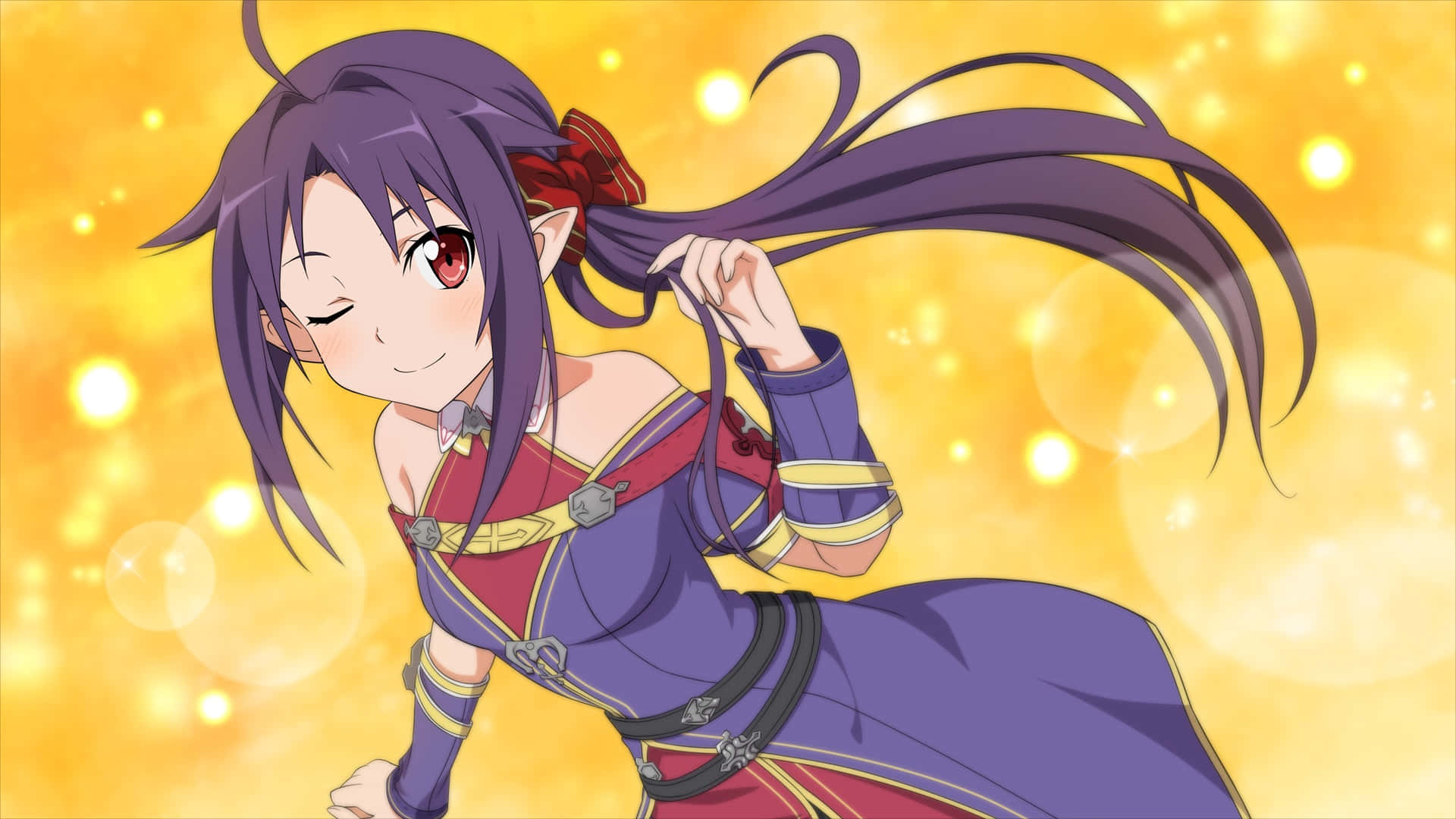 Yuuki Konno, purple hair, red eyes, Full HD Desktop Wallpaper