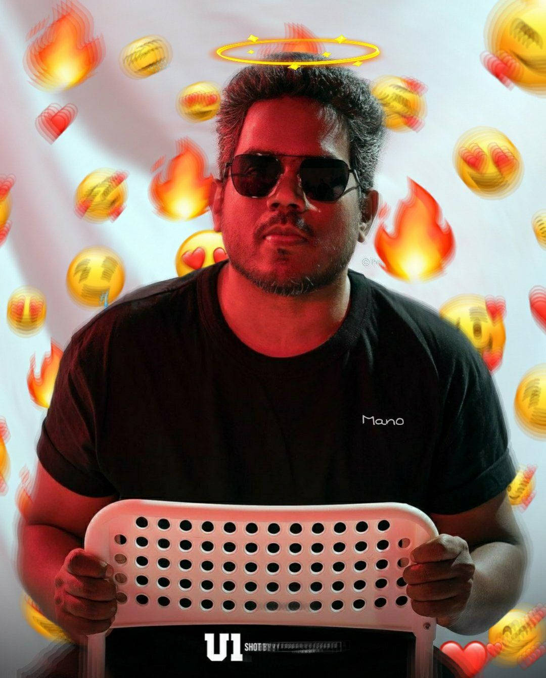 Yuvan Shankar Raja, sunglasses, white plastic chair, HD Phone Wallpaper