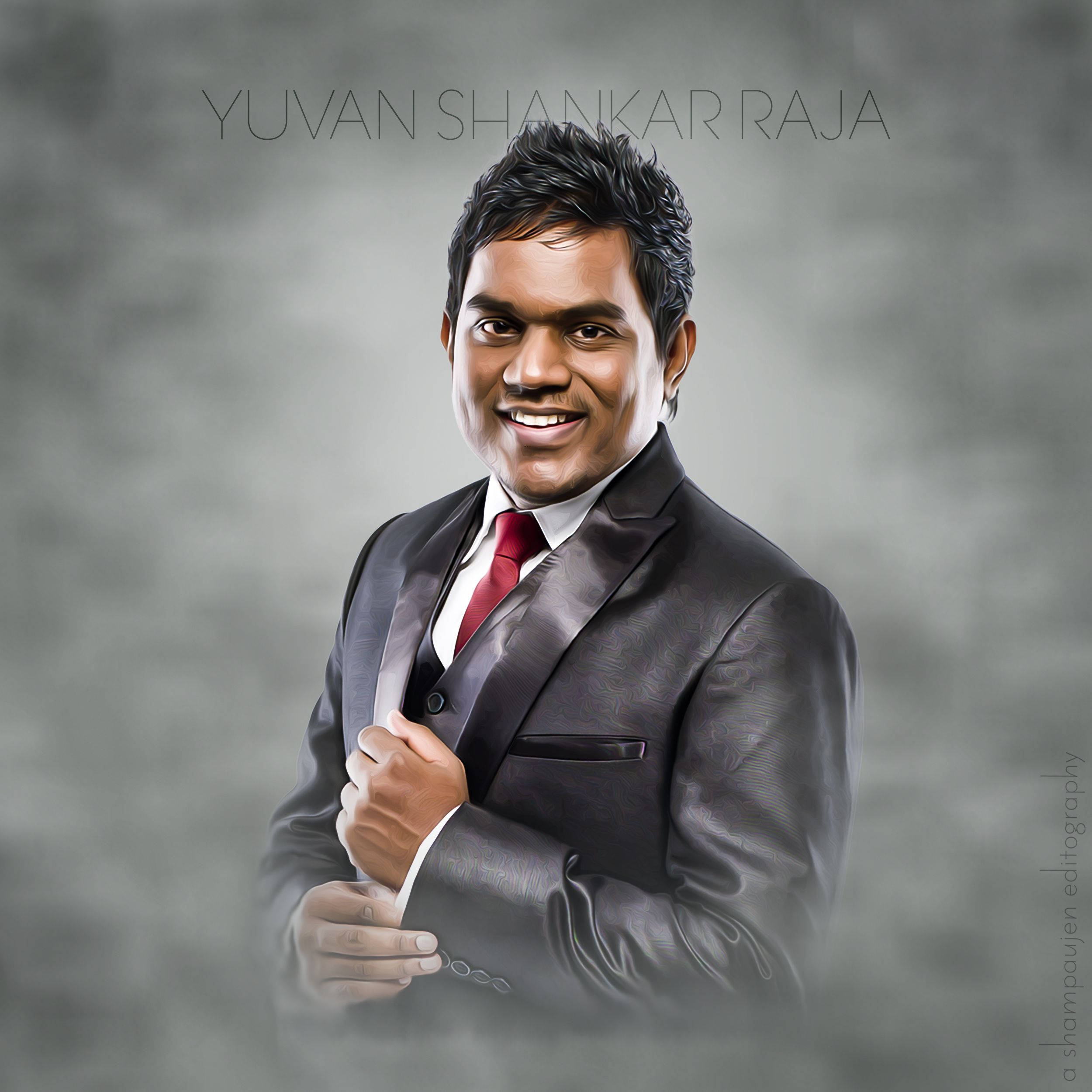 Yuvan Shankar Raja, dark suit, red tie, Full HD Desktop Wallpaper