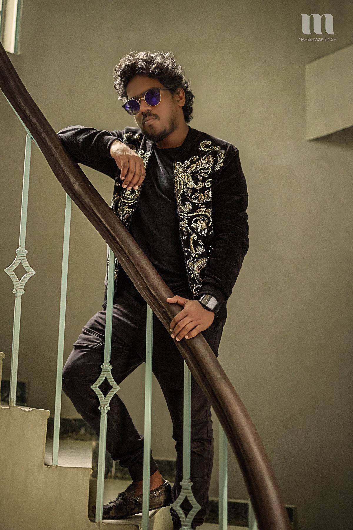 Yuvan Shankar Raja, black embroidered jacket, sunglasses, HD Phone Wallpaper