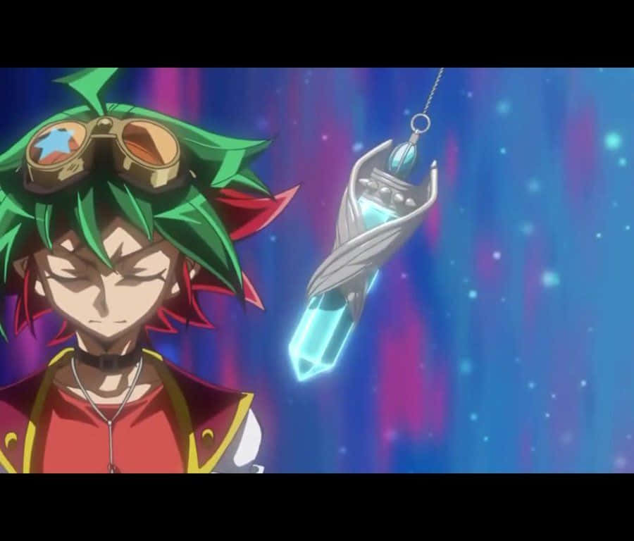 Yuya Sakaki, green-haired anime boy, goggles, SD Desktop Wallpaper