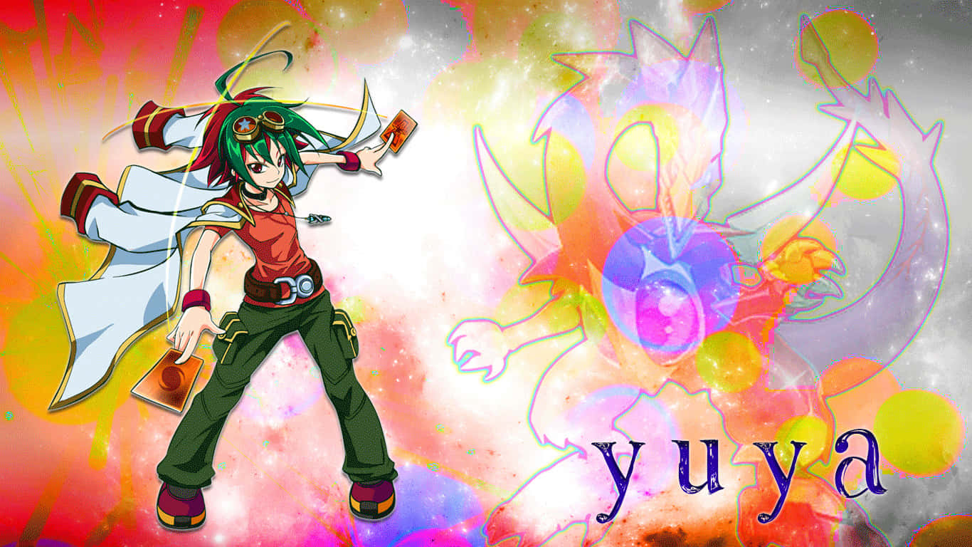 Yuya Sakaki, duel disk, green hair, HD Desktop Wallpaper