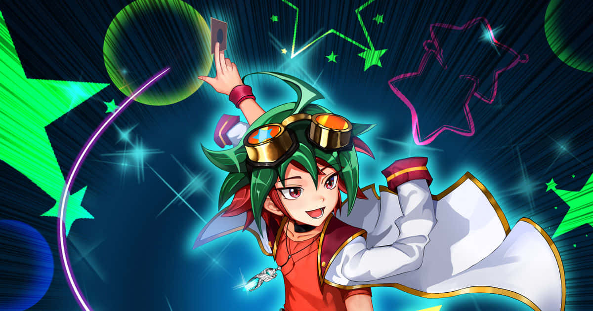 Yuya Sakaki, green hair, goggles, SD Desktop Wallpaper
