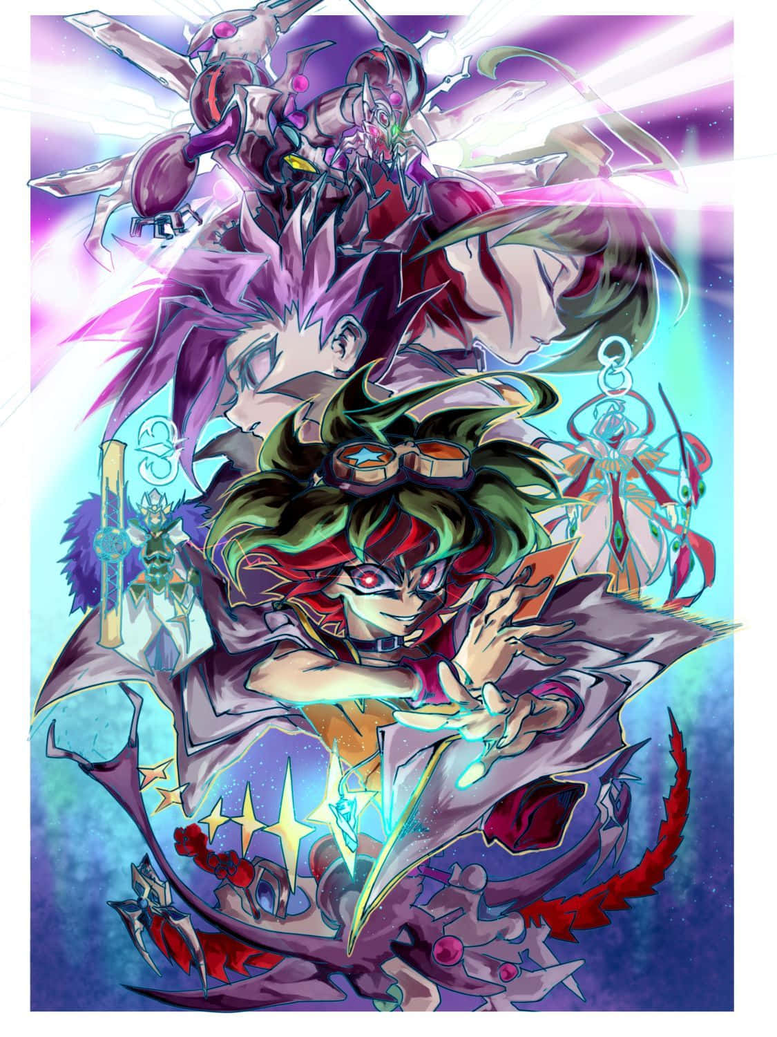 Yuya Sakaki, green hair, goggles, HD Phone Wallpaper