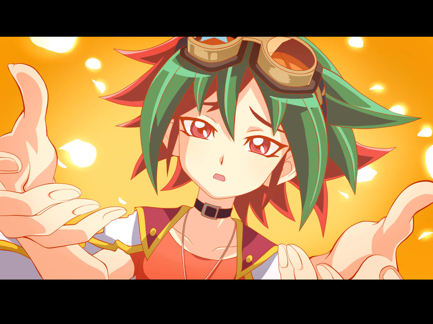 Yuya Sakaki, green hair, goggles, HD Desktop Wallpaper