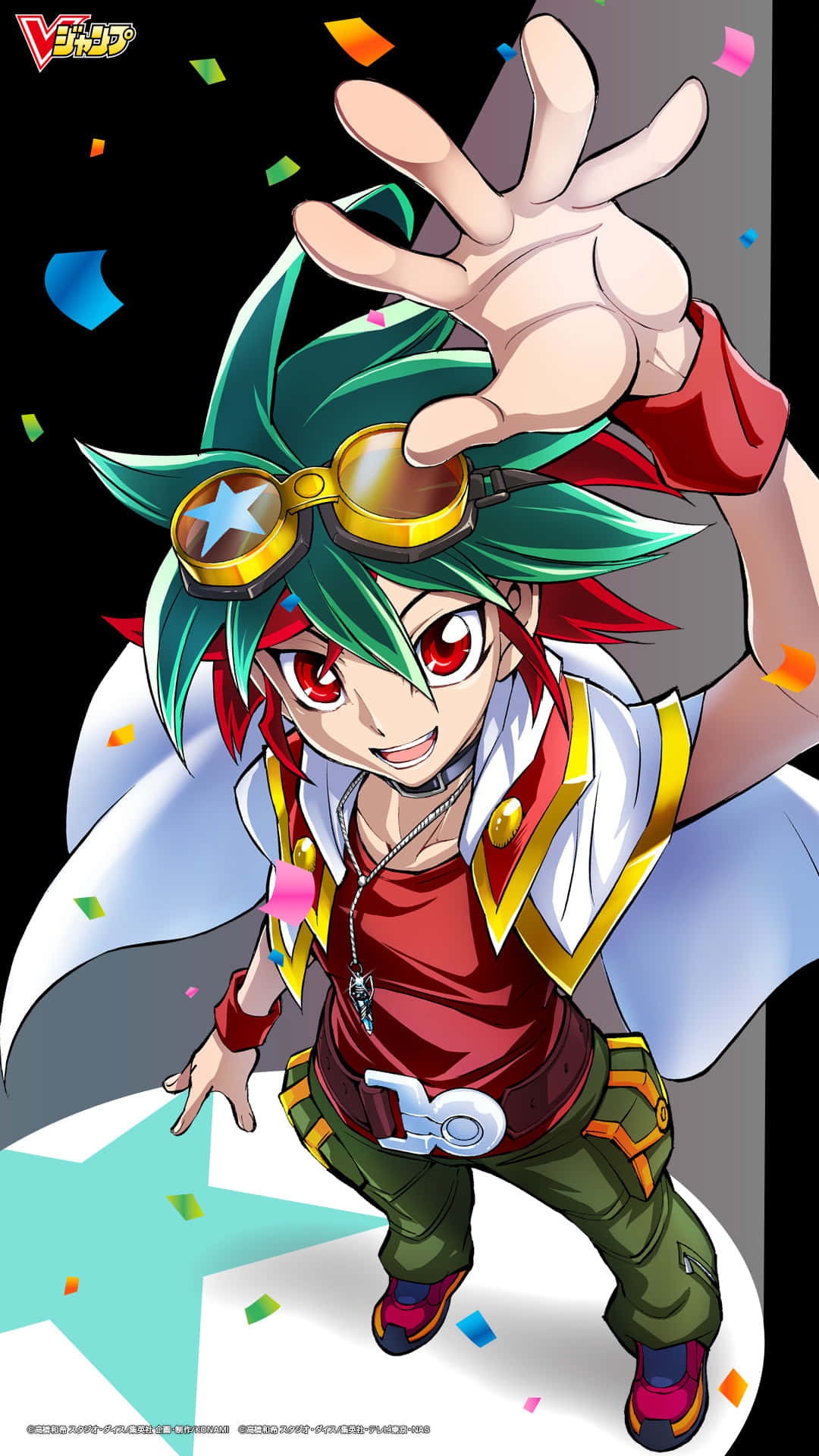 Yuya Sakaki, green hair, goggles, Full HD Phone Wallpaper
