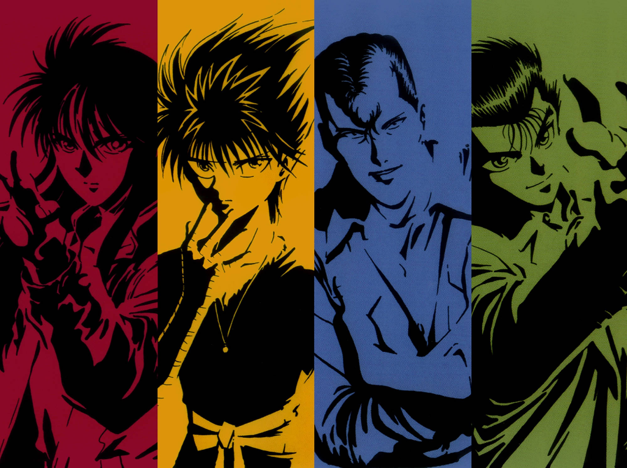 YuYu Hakusho, anime characters, bold colored panels, Full HD Desktop Wallpaper
