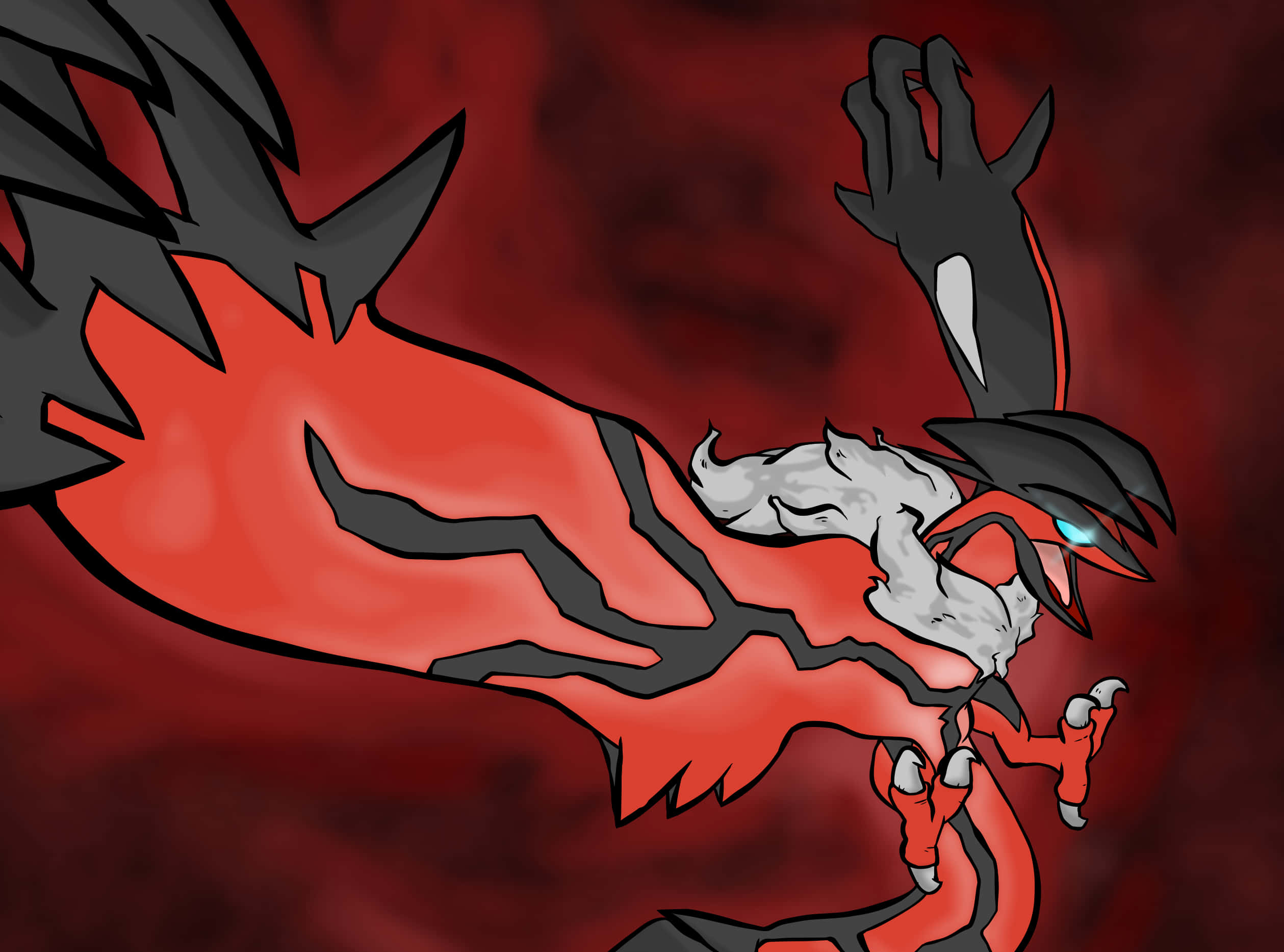 Yveltal, red background, smoky background, Full HD Desktop Wallpaper
