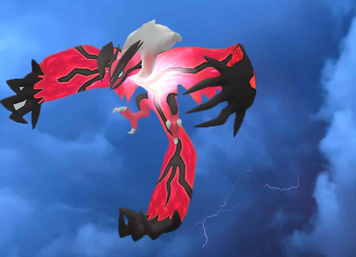 Yveltal, fiery red and black, dragon-like, SD Desktop Wallpaper