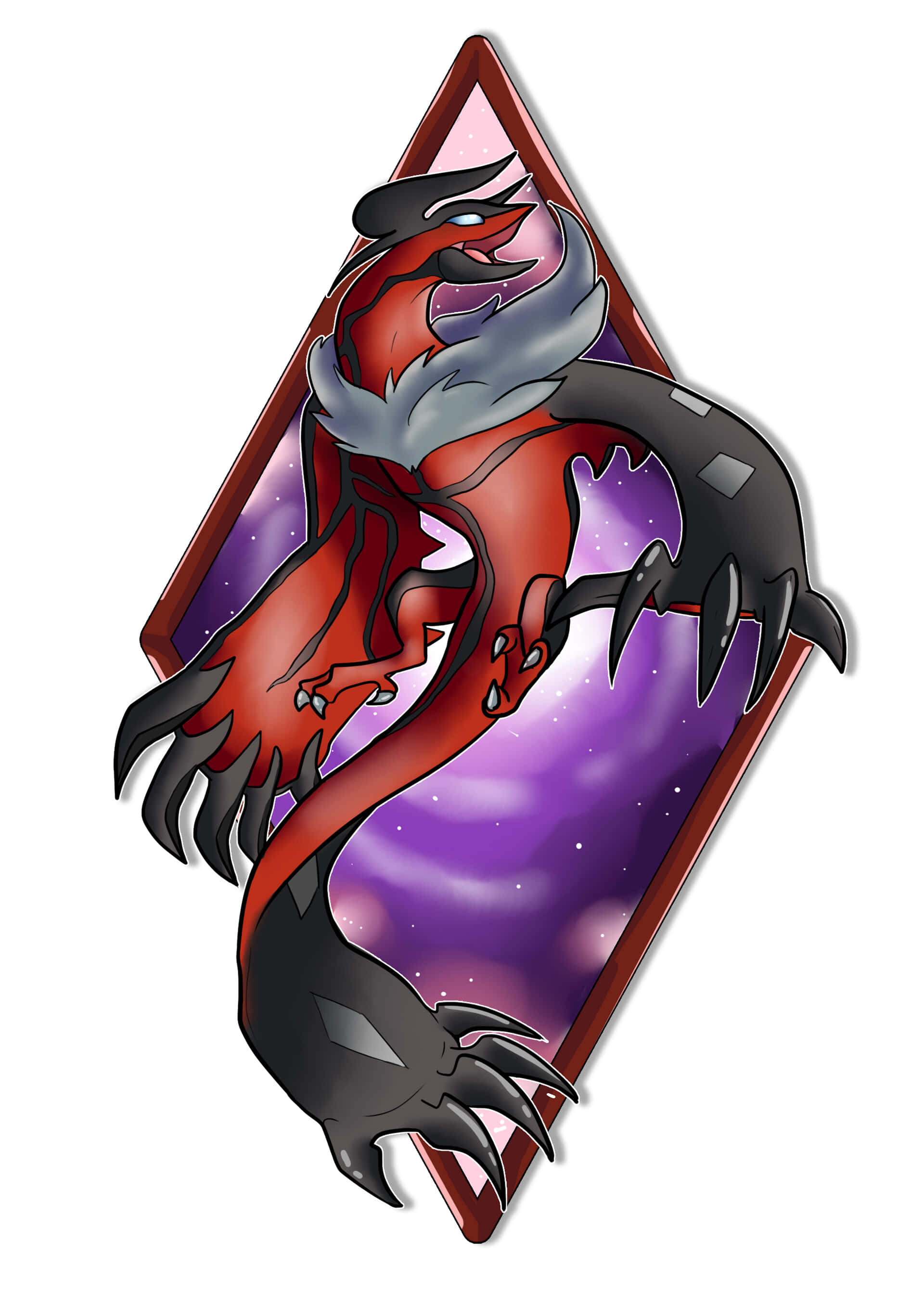 Yveltal, diamond portal, red and black dragon, 2K Phone Wallpaper