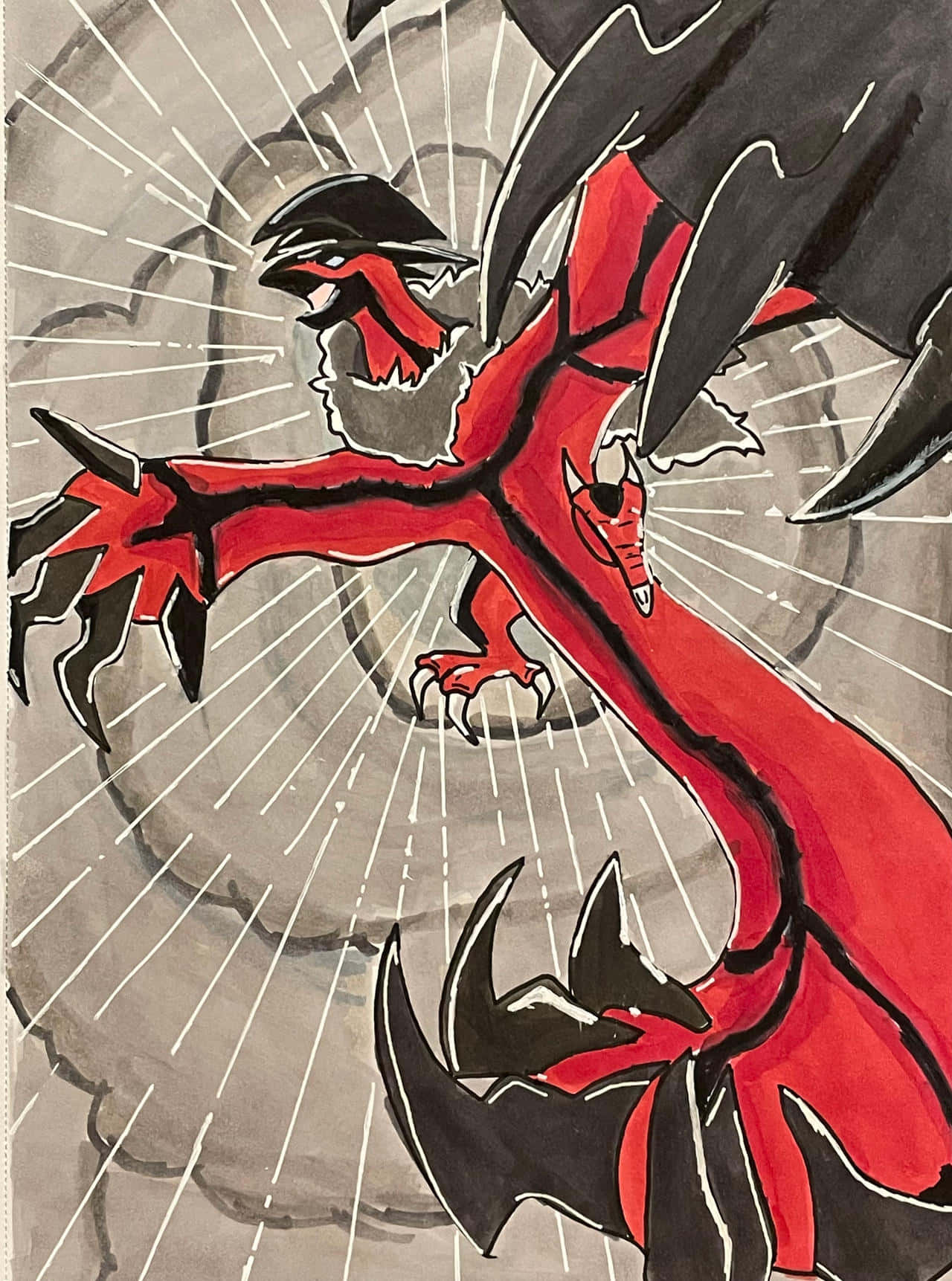 Yveltal, red dragon, black wings, HD Phone Wallpaper