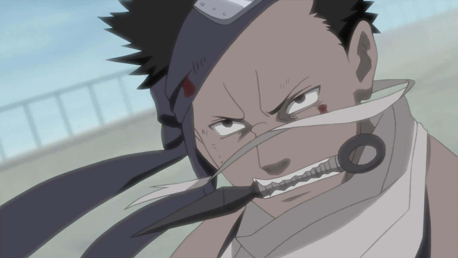 Zabuza Momochi, Demon of the Hidden Mist, blade in his mouth, HD Desktop Wallpaper