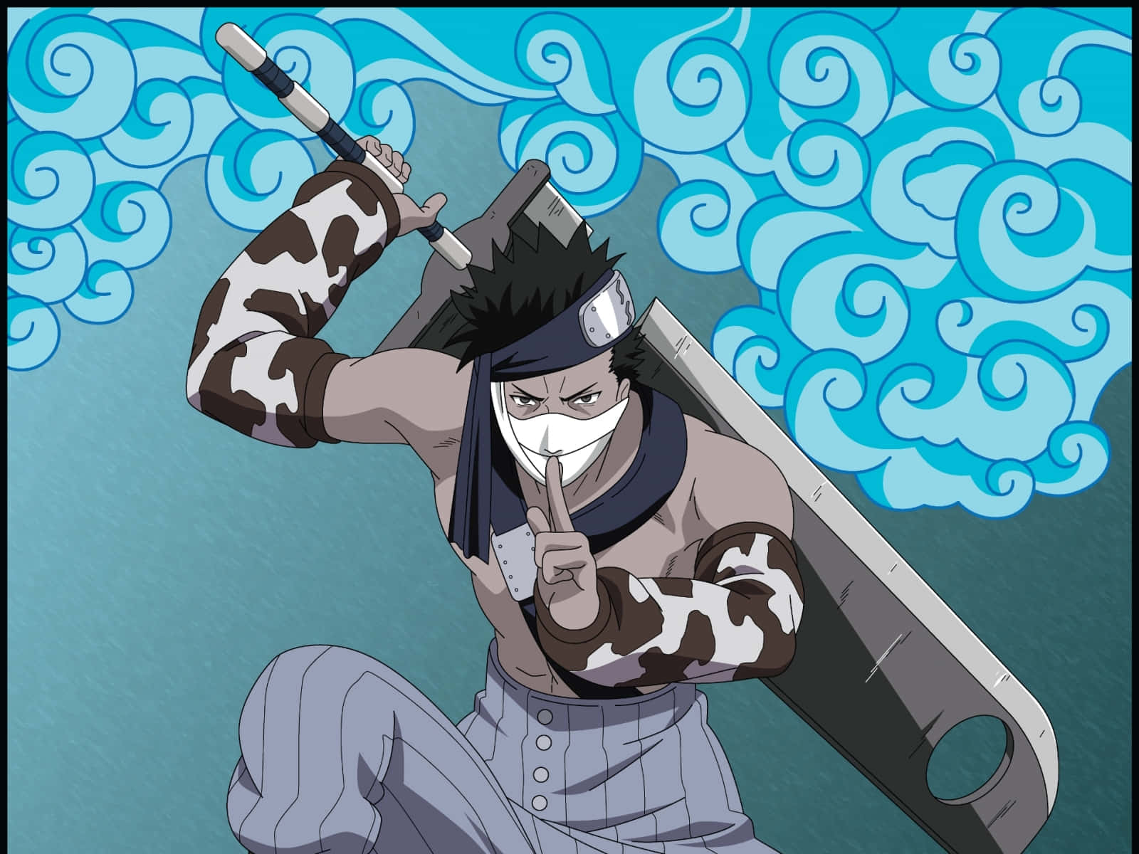 Zabuza Momochi, camouflage arm guards, white mask, HD Desktop Wallpaper
