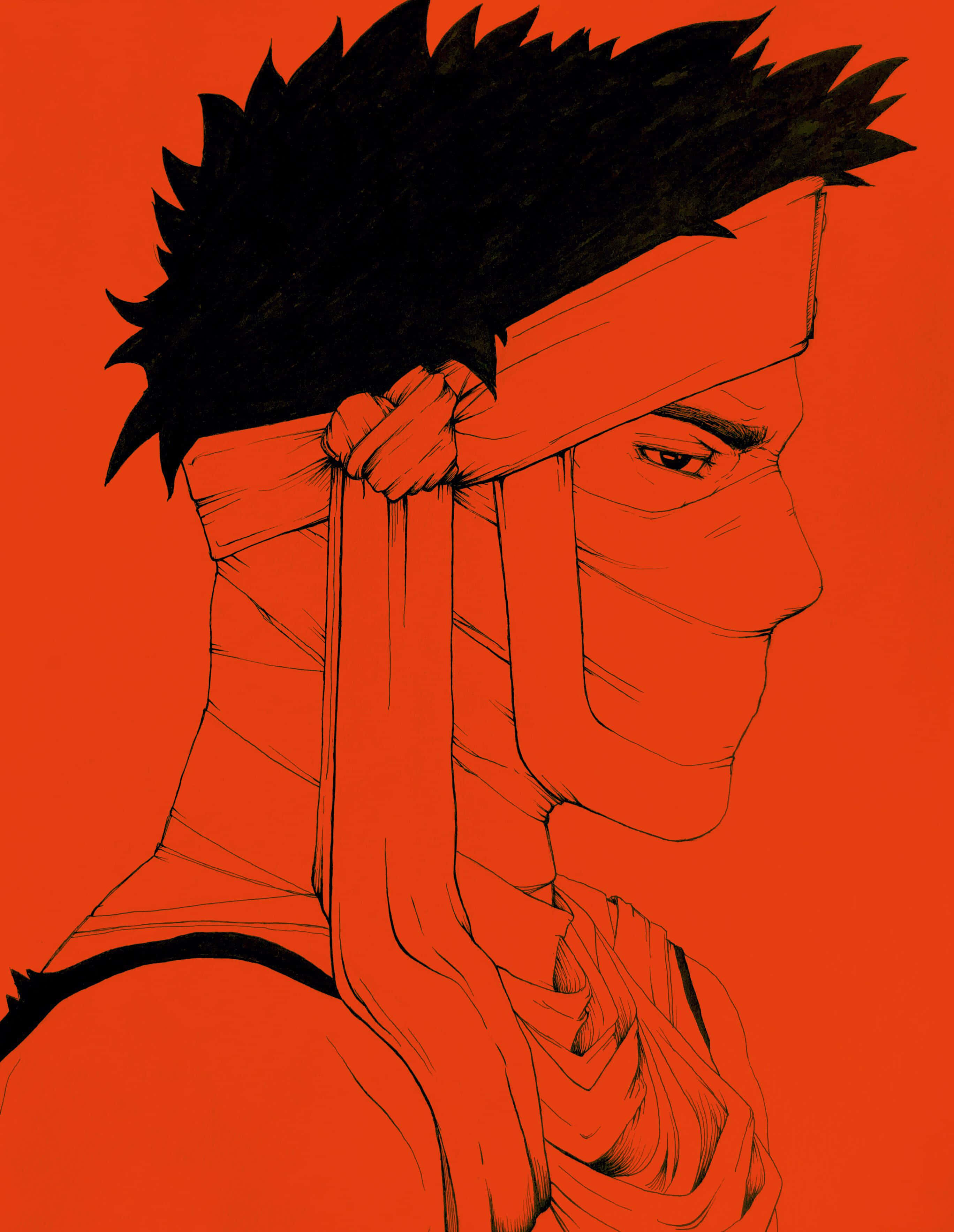 Zabuza Momochi, red headband, spiky black hair, 2K Phone Wallpaper