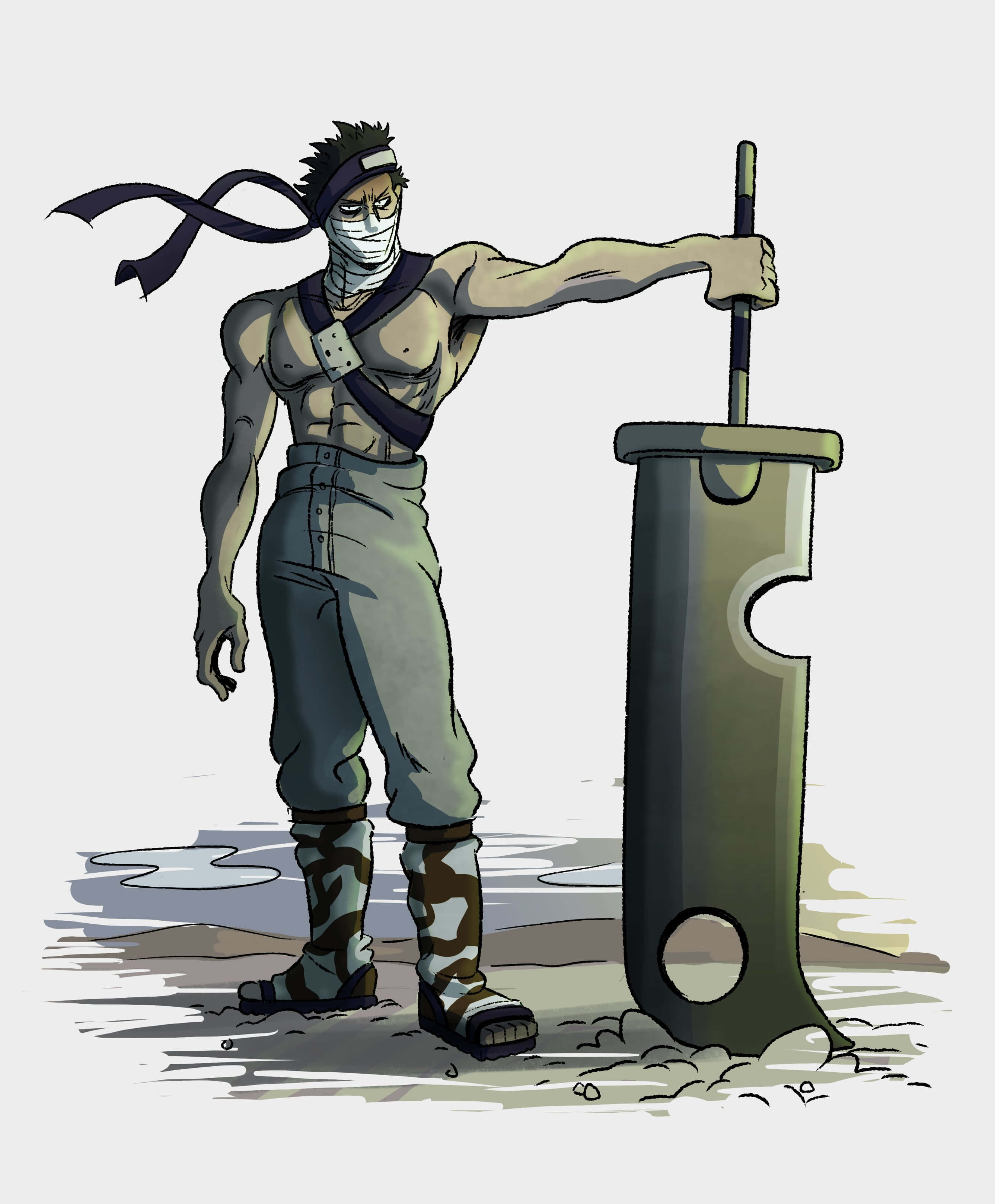 Zabuza Momochi, giant sword, muddy ground, 2K Phone Wallpaper