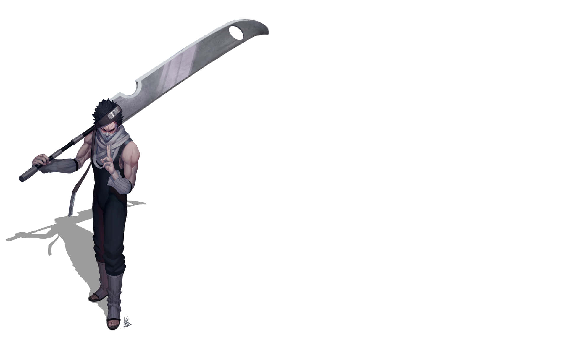 Zabuza Momochi, massive curved sword, spiky black hair, Full HD Desktop Wallpaper