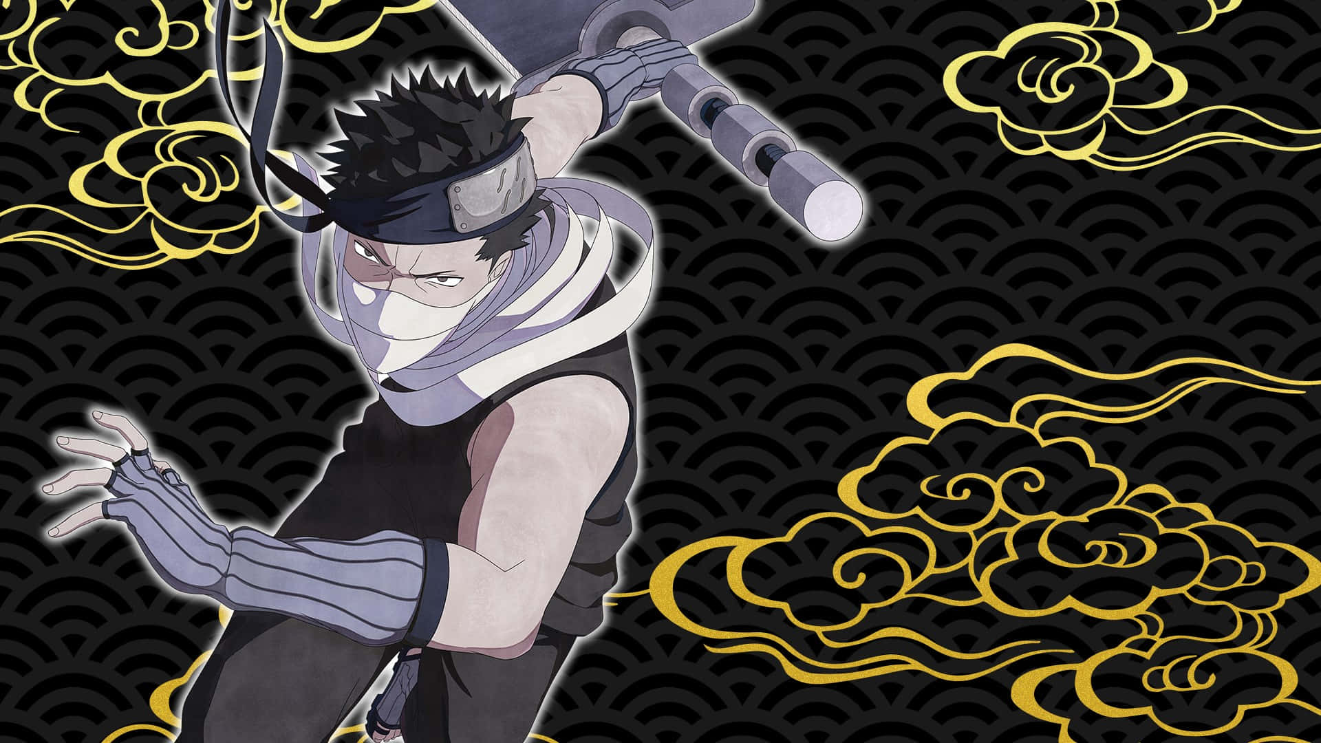 Zabuza Momochi, spiky black hair, white mask, Full HD Desktop Wallpaper
