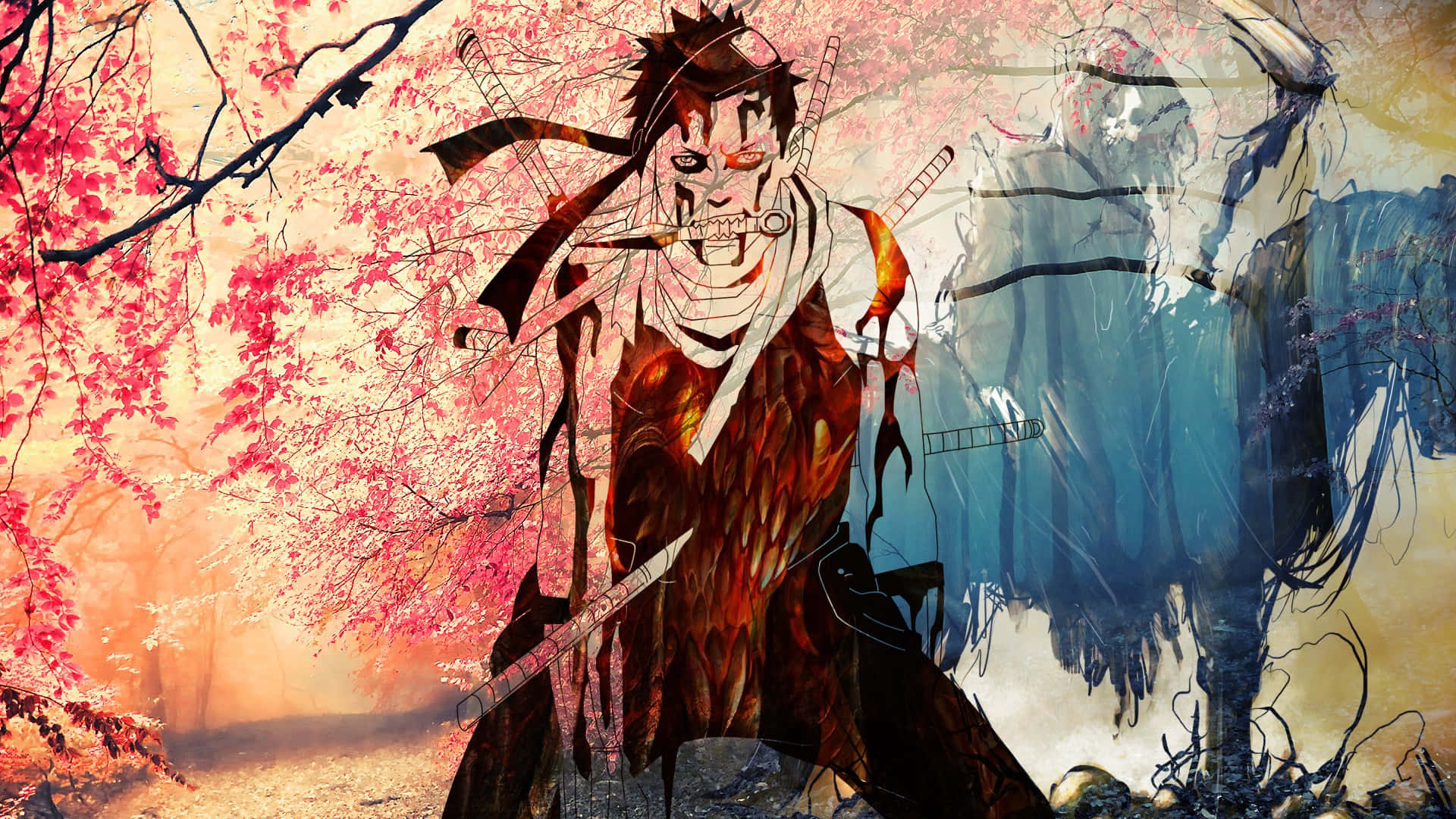 Zabuza Momochi, red eyes, multiple swords, Full HD Desktop Wallpaper