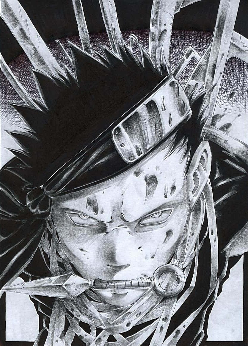 Zabuza Momochi, charcoal drawing, spiked hair, SD Phone Wallpaper