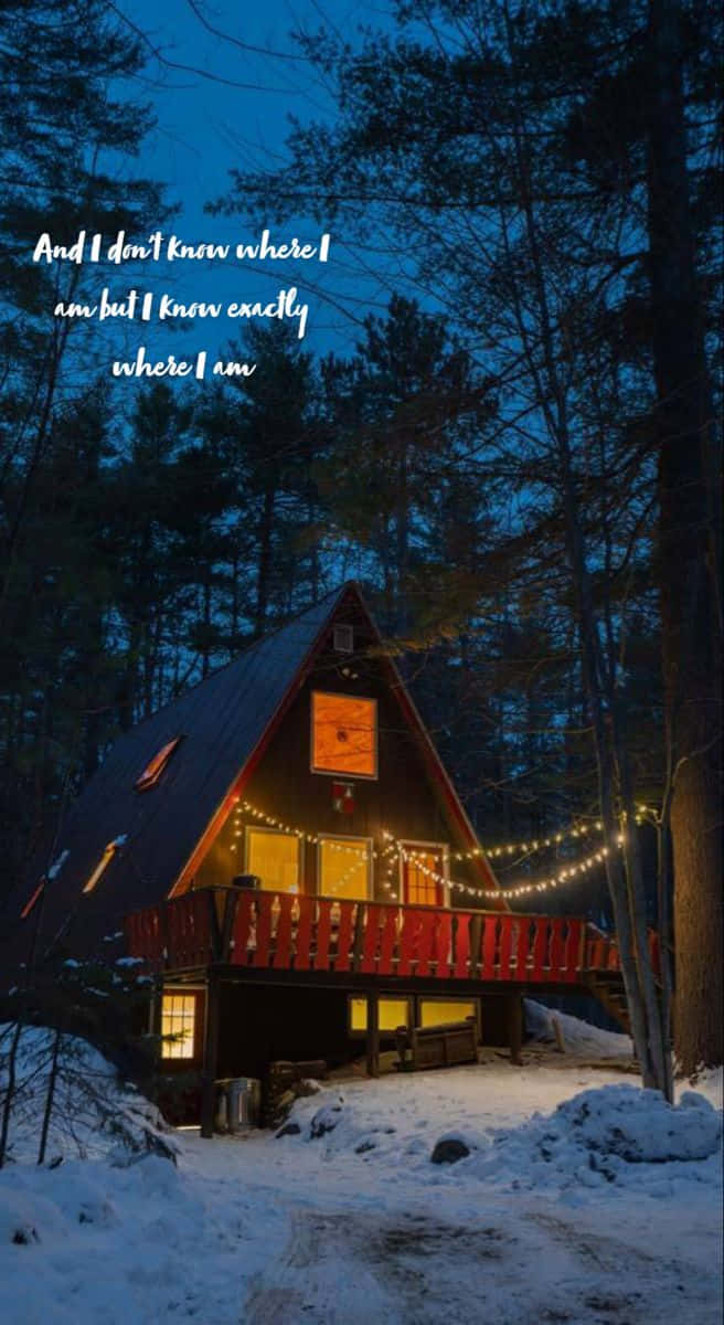 Zach Bryan, cabin, warm lights, SD Phone Wallpaper