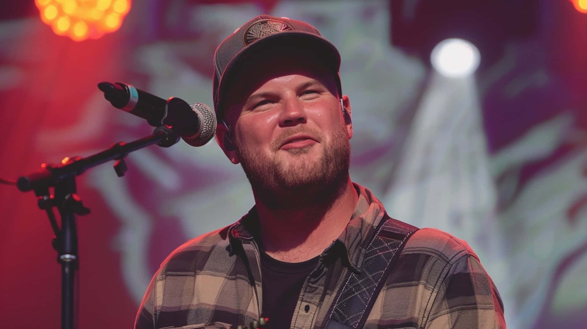 Zach Bryan, plaid shirt, cap, Full HD Desktop Wallpaper