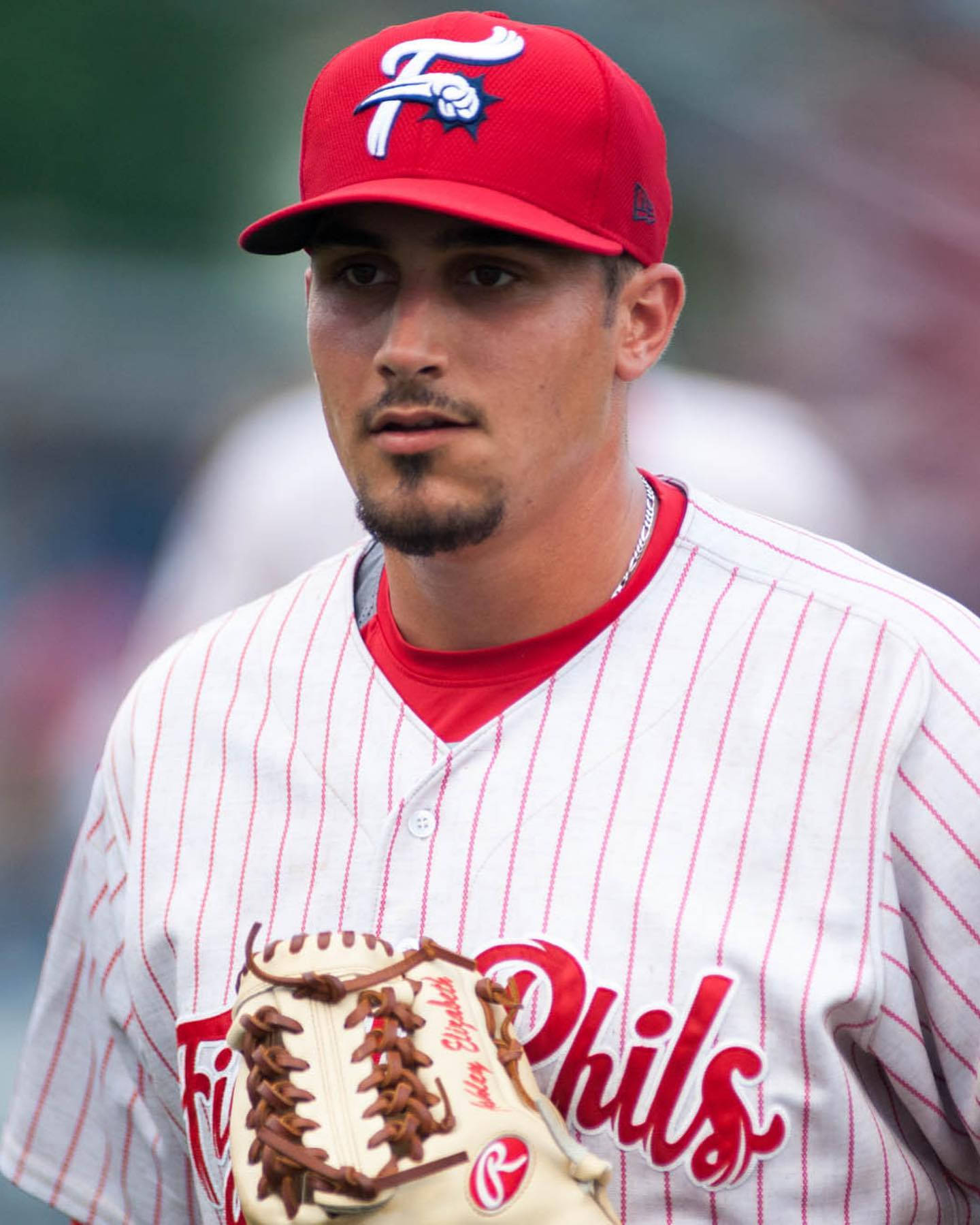 Zach Eflin, red and white pinstripe uniform, red cap, HD Phone Wallpaper