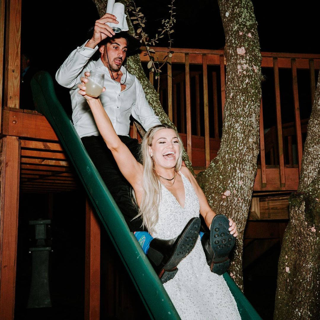Zach Eflin, wife, green tube slide, SD Desktop Wallpaper