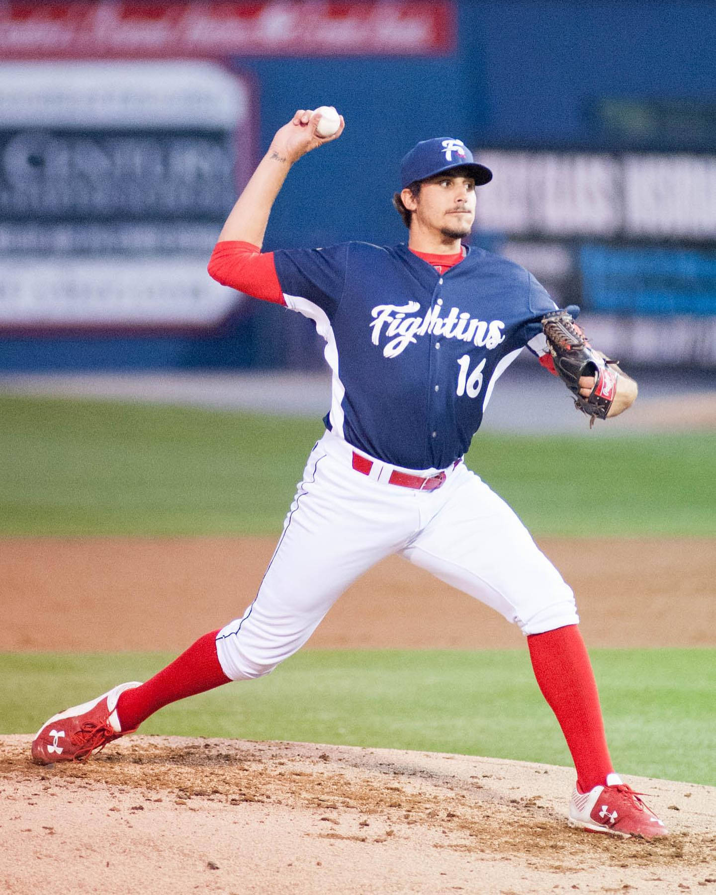 Zach Eflin, blue and red uniform, dirt mound, HD Phone Wallpaper